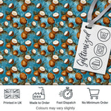 Painterly Coconut Cluster with Palm Leaves on Deep Blue Textured Background  Digital Print Fabric by the Metre UK Sewing Quilting Textile