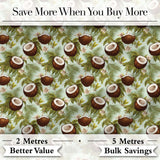 Fresh Coconut and Tropical Leaves with Flowers on Light Green Background  Digital Print Fabric by the Metre UK Sewing Quilting Textile