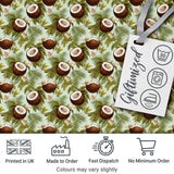 Fresh Coconut and Tropical Leaves with Flowers on Light Green Background  Digital Print Fabric by the Metre UK Sewing Quilting Textile