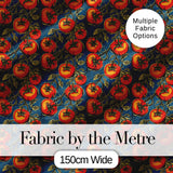 Vibrant Red Tomatoes on Vine with Dark Blue Ornate Background Pattern Digital Print Fabric by the Metre UK Sewing Quilting Textile