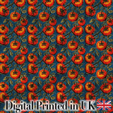 Vibrant Red Tomatoes on Vine with Dark Blue Ornate Background Pattern Digital Print Fabric by the Metre UK Sewing Quilting Textile