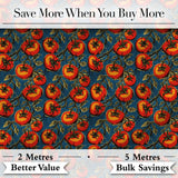 Vibrant Red Tomatoes on Vine with Dark Blue Ornate Background Pattern Digital Print Fabric by the Metre UK Sewing Quilting Textile
