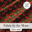 Realistic Red Tomatoes with Leaves on Dark Green Background Pattern Digital Print Fabric by the Metre UK Sewing Quilting Textile