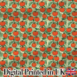 Cute Small Tomatoes and Leaves on Soft Green Background Seamless Pattern Digital Print Fabric by the Metre UK Sewing Quilting Textile