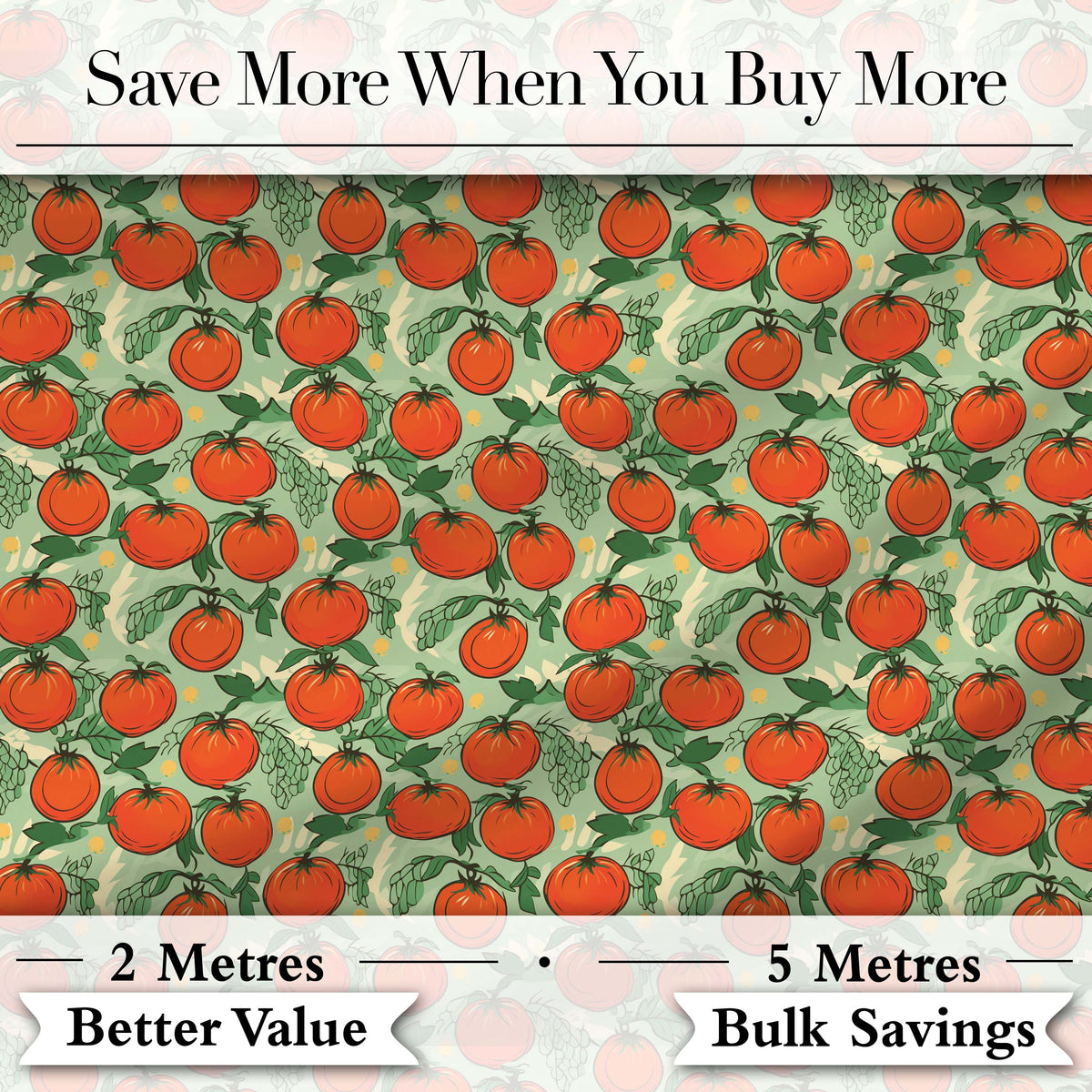 Cute Small Tomatoes and Leaves on Soft Green Background Seamless Pattern Digital Print Fabric by the Metre UK Sewing Quilting Textile