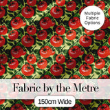Glossy Red Tomato Clusters with Deep Green Leaves Seamless Pattern Digital Print Fabric by the Metre UK Sewing Quilting Textile