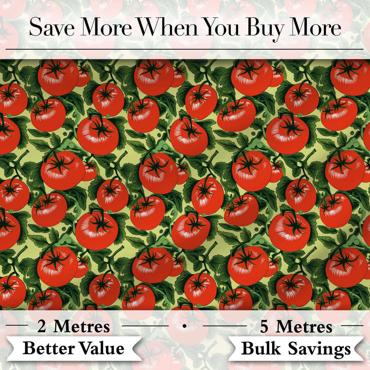 Glossy Red Tomato Clusters with Deep Green Leaves Seamless Pattern Digital Print Fabric by the Metre UK Sewing Quilting Textile