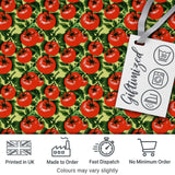 Glossy Red Tomato Clusters with Deep Green Leaves Seamless Pattern Digital Print Fabric by the Metre UK Sewing Quilting Textile