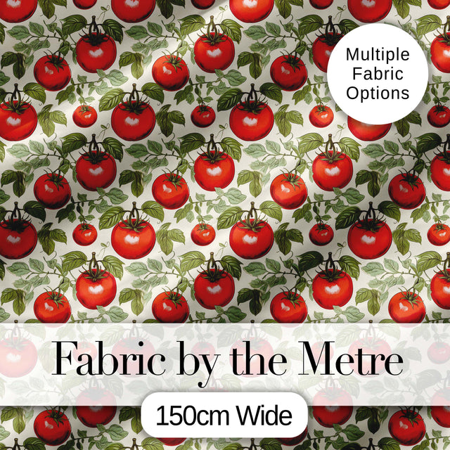 Elegant Botanical Tomato Vine Illustration on Light Background Seamless Pattern Digital Print Fabric by the Metre UK Sewing Quilting Textile