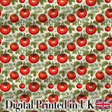 Elegant Botanical Tomato Vine Illustration on Light Background Seamless Pattern Digital Print Fabric by the Metre UK Sewing Quilting Textile