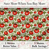 Elegant Botanical Tomato Vine Illustration on Light Background Seamless Pattern Digital Print Fabric by the Metre UK Sewing Quilting Textile