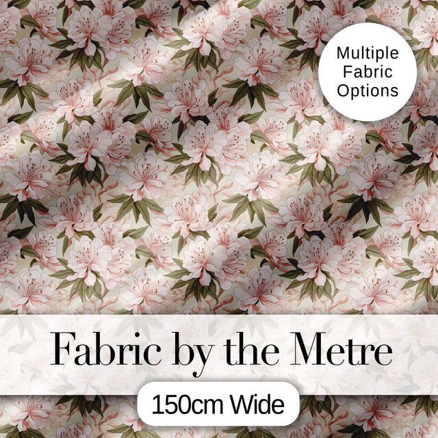 Soft Blush Pink Cherry Blossom Floral Seamless Pattern Digital Print Fabric by the Metre UK Sewing Quilting Textile