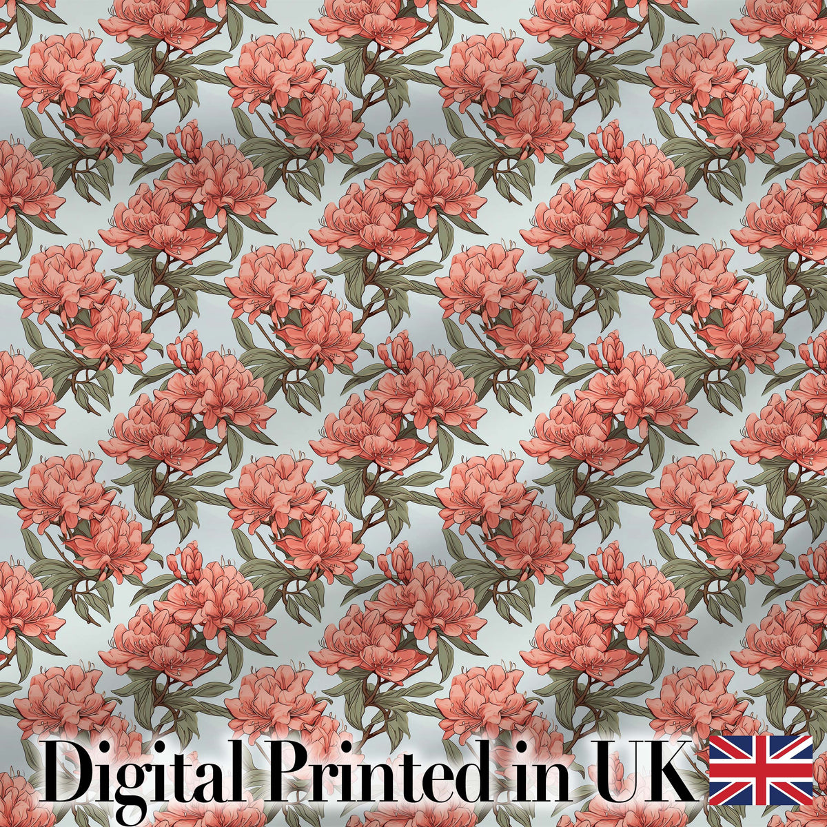 Coral Branch Floral on Soft Blue Background Seamless Pattern Digital Print Fabric by the Metre UK Sewing Quilting Textile