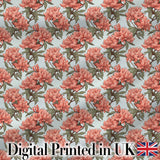 Coral Branch Floral on Soft Blue Background Seamless Pattern Digital Print Fabric by the Metre UK Sewing Quilting Textile