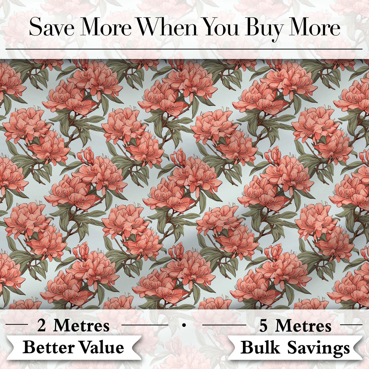 Coral Branch Floral on Soft Blue Background Seamless Pattern Digital Print Fabric by the Metre UK Sewing Quilting Textile