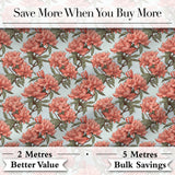 Coral Branch Floral on Soft Blue Background Seamless Pattern Digital Print Fabric by the Metre UK Sewing Quilting Textile