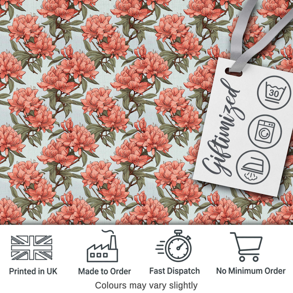 Coral Branch Floral on Soft Blue Background Seamless Pattern Digital Print Fabric by the Metre UK Sewing Quilting Textile
