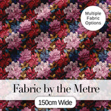 Rich Multicolour Floral Garden on Dark Background Seamless Pattern Digital Print Fabric by the Metre UK Sewing Quilting Textile