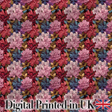 Rich Multicolour Floral Garden on Dark Background Seamless Pattern Digital Print Fabric by the Metre UK Sewing Quilting Textile