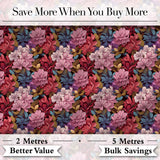 Rich Multicolour Floral Garden on Dark Background Seamless Pattern Digital Print Fabric by the Metre UK Sewing Quilting Textile