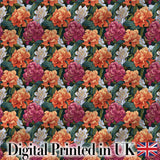 Orange Purple and White Floral Botanical Seamless Pattern Digital Print Fabric by the Metre UK Sewing Quilting Textile