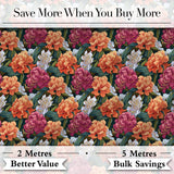 Orange Purple and White Floral Botanical Seamless Pattern Digital Print Fabric by the Metre UK Sewing Quilting Textile