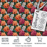 Orange Purple and White Floral Botanical Seamless Pattern Digital Print Fabric by the Metre UK Sewing Quilting Textile