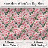 Soft Pink Azalea Flowers Dense Botanical Seamless Pattern Digital Print Fabric by the Metre UK Sewing Quilting Textile