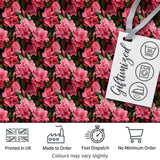 Vibrant Pink Rhododendron Flowers Dark Background Seamless Pattern Digital Print Fabric by the Metre UK Sewing Quilting Textile