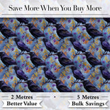Purple Black Raven Bird with Autumn Leaves Seamless Pattern Digital Print Fabric by the Metre UK Sewing Quilting Textile