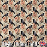 Crow Birds with Grunge Orange Background Seamless Pattern Digital Print Fabric by the Metre UK Sewing Quilting Textile