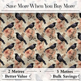 Crow Birds with Grunge Orange Background Seamless Pattern Digital Print Fabric by the Metre UK Sewing Quilting Textile