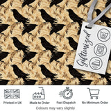 Gothic Raven Seamless Pattern on Beige Vintage Floral Background Digital Print Fabric by the Metre UK Sewing Quilting Textile