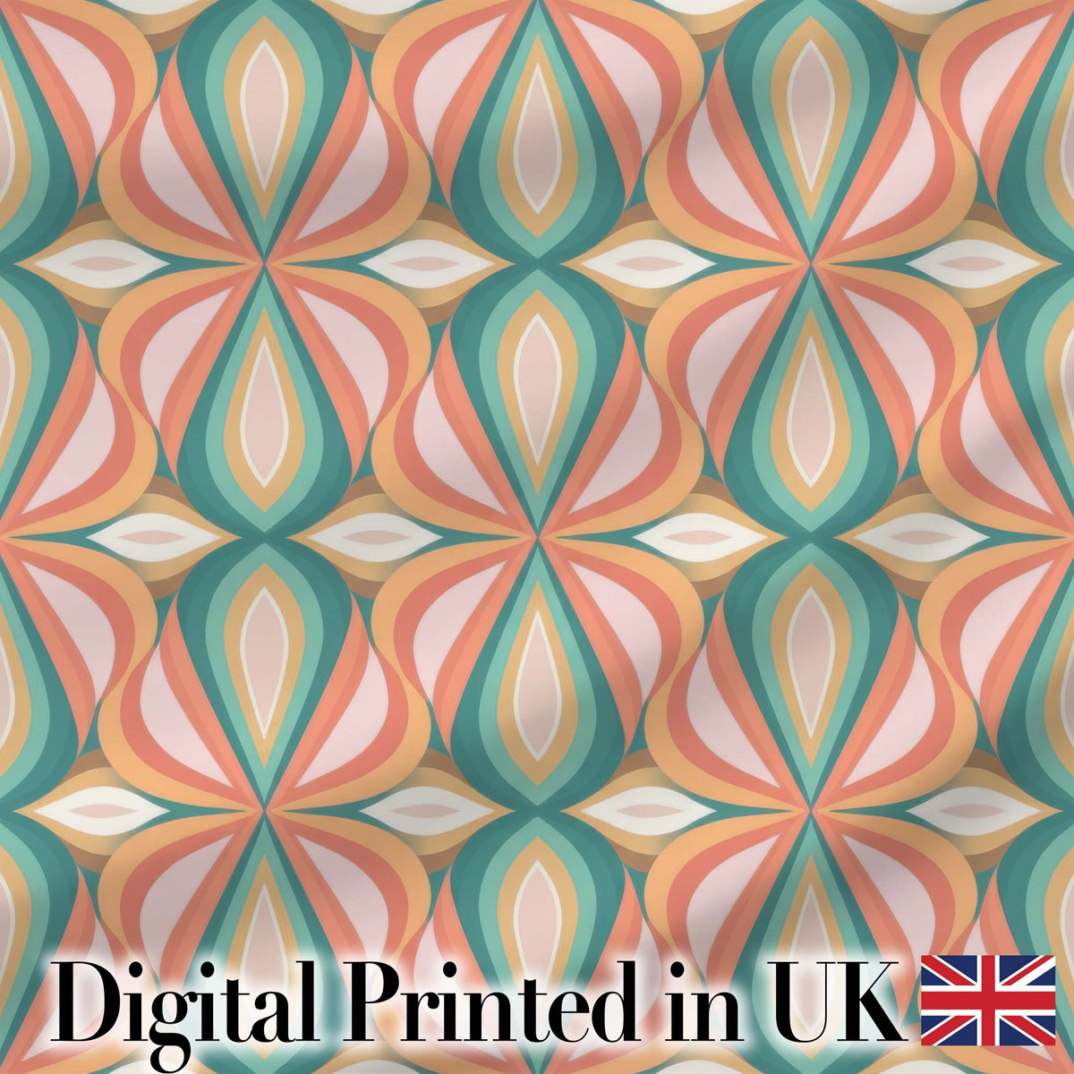 Vintage Tile Style Geometric Pattern in Brown and Cream Tones Digital Print Fabric by the Metre UK Sewing Quilting Textile