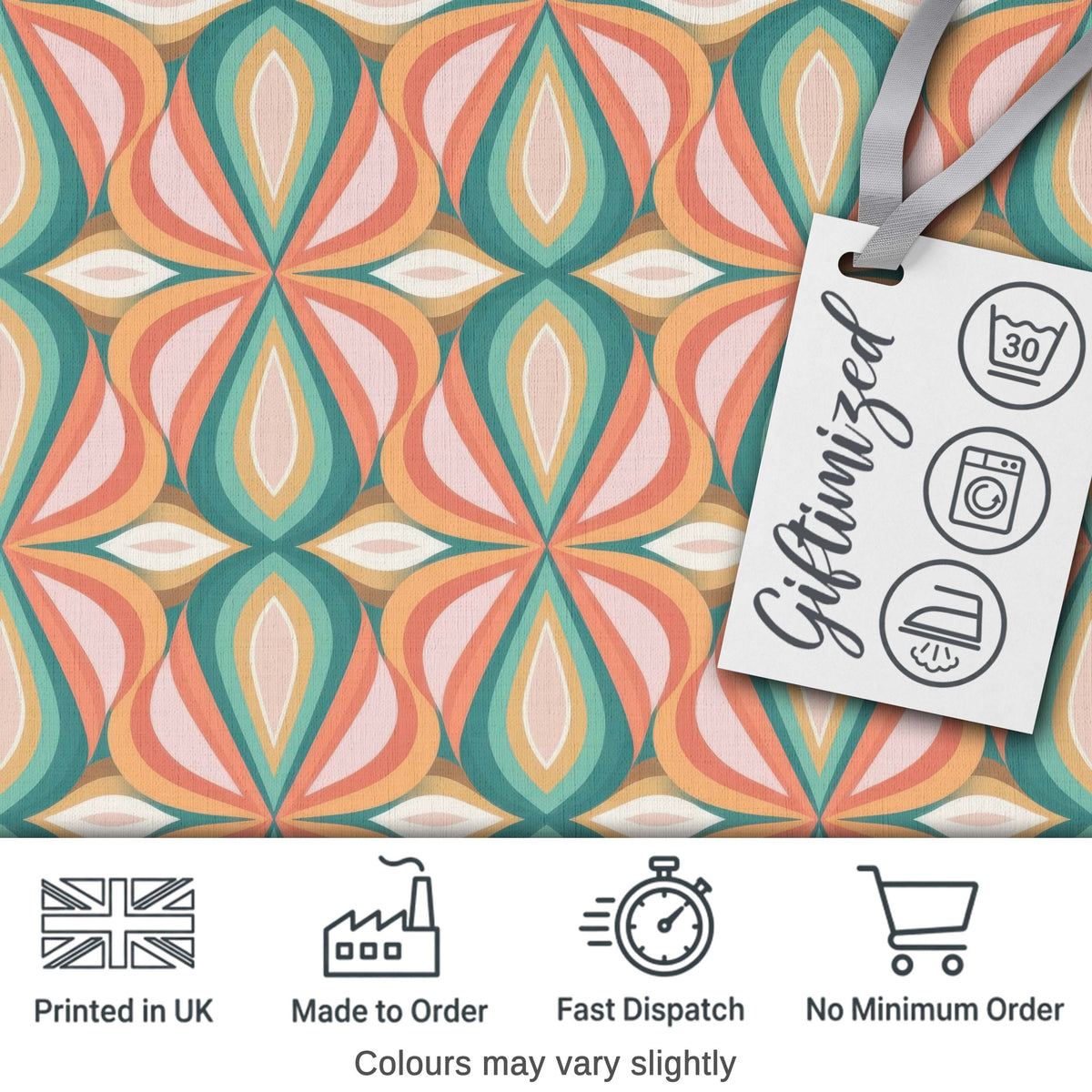 Vintage Tile Style Geometric Pattern in Brown and Cream Tones Digital Print Fabric by the Metre UK Sewing Quilting Textile