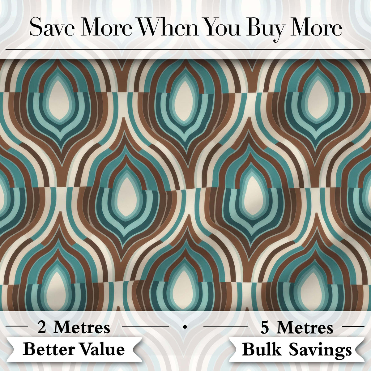 Vintage Teal Brown Geometric Arch Repeat Seamless Pattern Digital Print Fabric by the Metre UK Sewing Quilting Textile