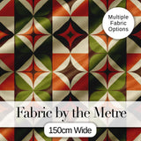Mid Century Orange Green Star Tile Geometric Seamless Pattern Digital Print Fabric by the Metre UK Sewing Quilting Textile