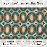 Oval Teal Beige Geometric Repeat Seamless Pattern Digital Print Fabric by the Metre UK Sewing Quilting Textile