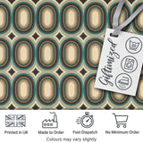 Oval Teal Beige Geometric Repeat Seamless Pattern Digital Print Fabric by the Metre UK Sewing Quilting Textile