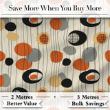 Abstract Black Orange Mid Century Atomic Shapes Seamless Pattern Digital Print Fabric by the Metre UK Sewing Quilting Textile