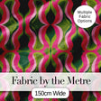 Pink Green Curved Wave Symmetry Seamless Pattern Digital Print Fabric by the Metre UK Sewing Quilting Textile