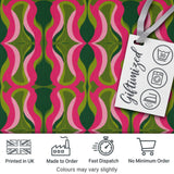 Pink Green Curved Wave Symmetry Seamless Pattern Digital Print Fabric by the Metre UK Sewing Quilting Textile