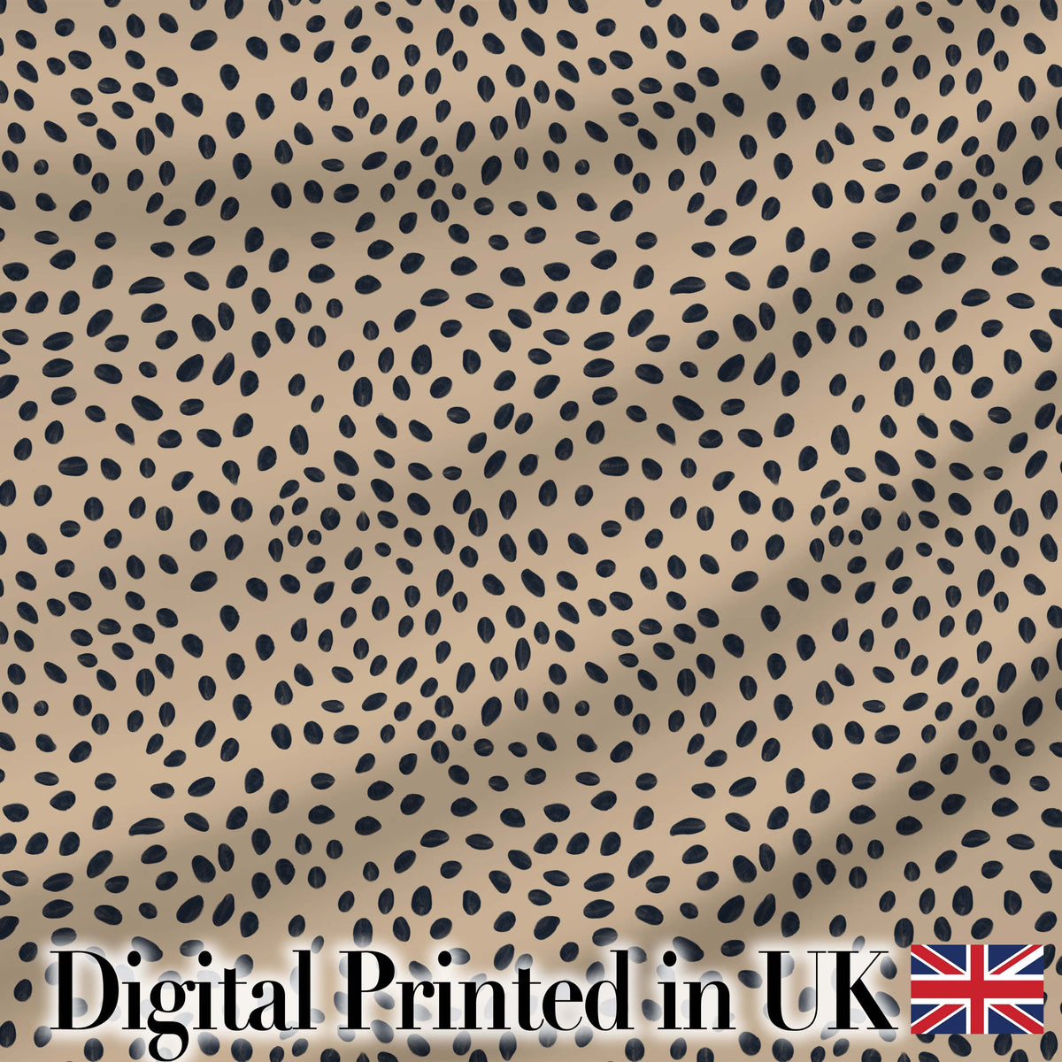 Neutral Beige Black Seed Scatter Organic Seamless Pattern Digital Print Fabric by the Metre UK Sewing Quilting Textile