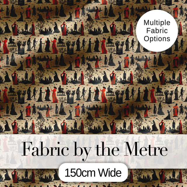 Vintage Greek Mythology Silhouette Figures Seamless Pattern Classical Art Digital Print Fabric by the Metre UK Sewing Quilting Textile