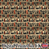 Vintage Greek Mythology Silhouette Figures Seamless Pattern Classical Art Digital Print Fabric by the Metre UK Sewing Quilting Textile