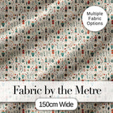 Scandinavian Folk Art Floral and Character Seamless Pattern Nordic Style Digital Print Fabric by the Metre UK Sewing Quilting Textile