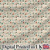 Scandinavian Folk Art Floral and Character Seamless Pattern Nordic Style Digital Print Fabric by the Metre UK Sewing Quilting Textile
