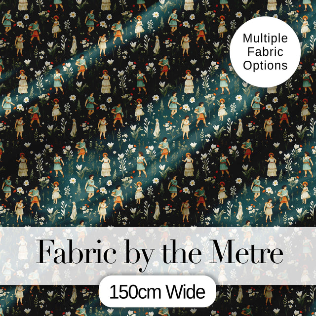 Vintage Children Floral Meadow Seamless Pattern Classic Storybook Style Digital Print Fabric by the Metre UK Sewing Quilting Textile
