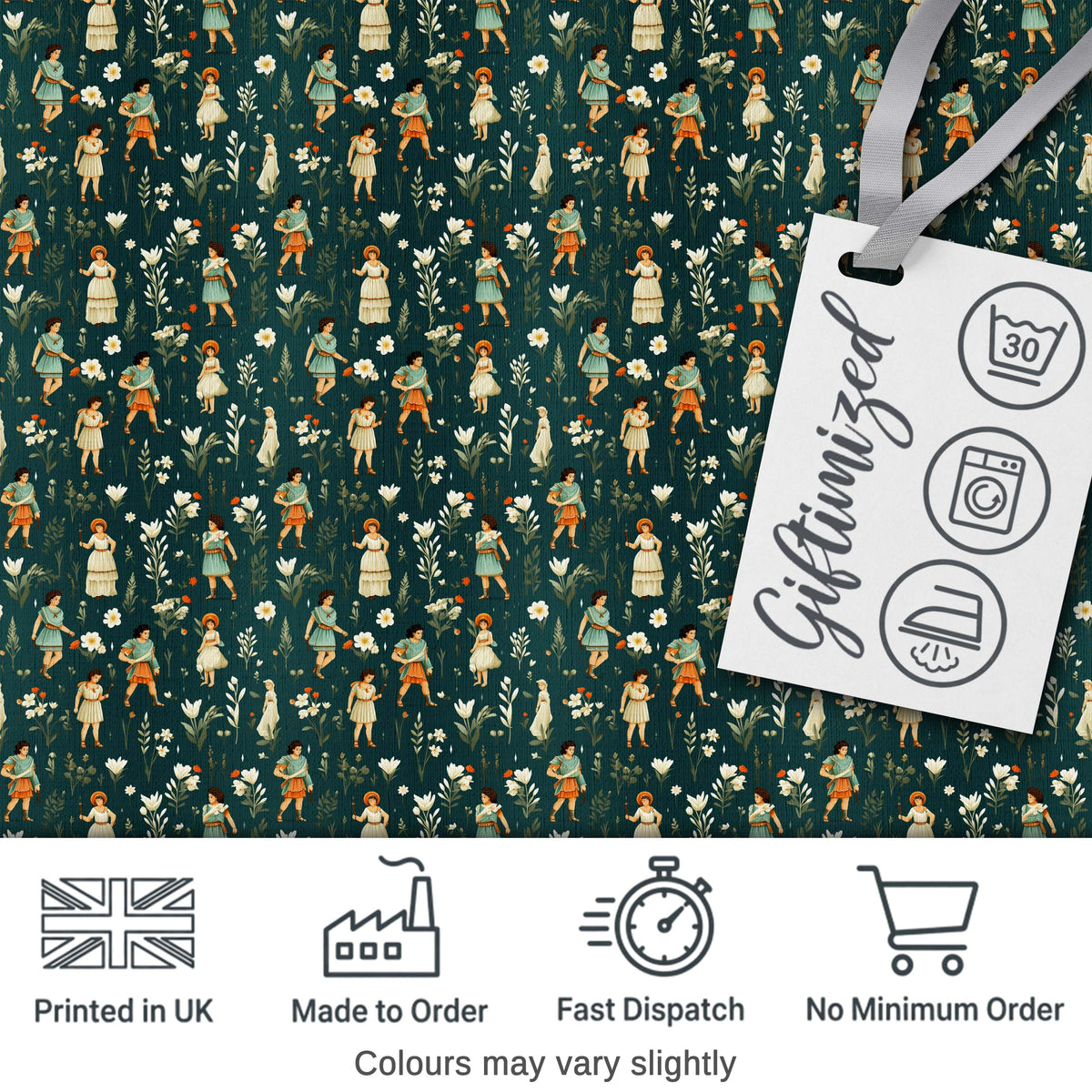 Vintage Children Floral Meadow Seamless Pattern Classic Storybook Style Digital Print Fabric by the Metre UK Sewing Quilting Textile