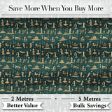 Ancient Greek Scene Architecture and Figures Seamless Pattern Classical Digital Print Fabric by the Metre UK Sewing Quilting Textile